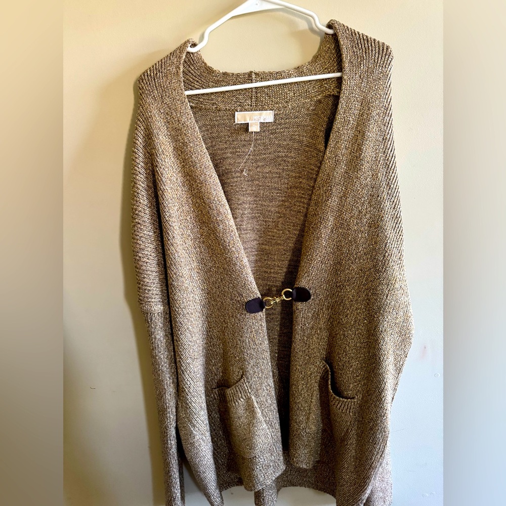 New Michael kors gold shimmer clasp sweater.